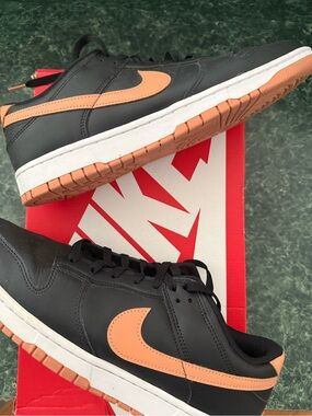 Nike Dunk Low Black Ember Brown - Men’s Low-Top Sneakers - Black & Peach